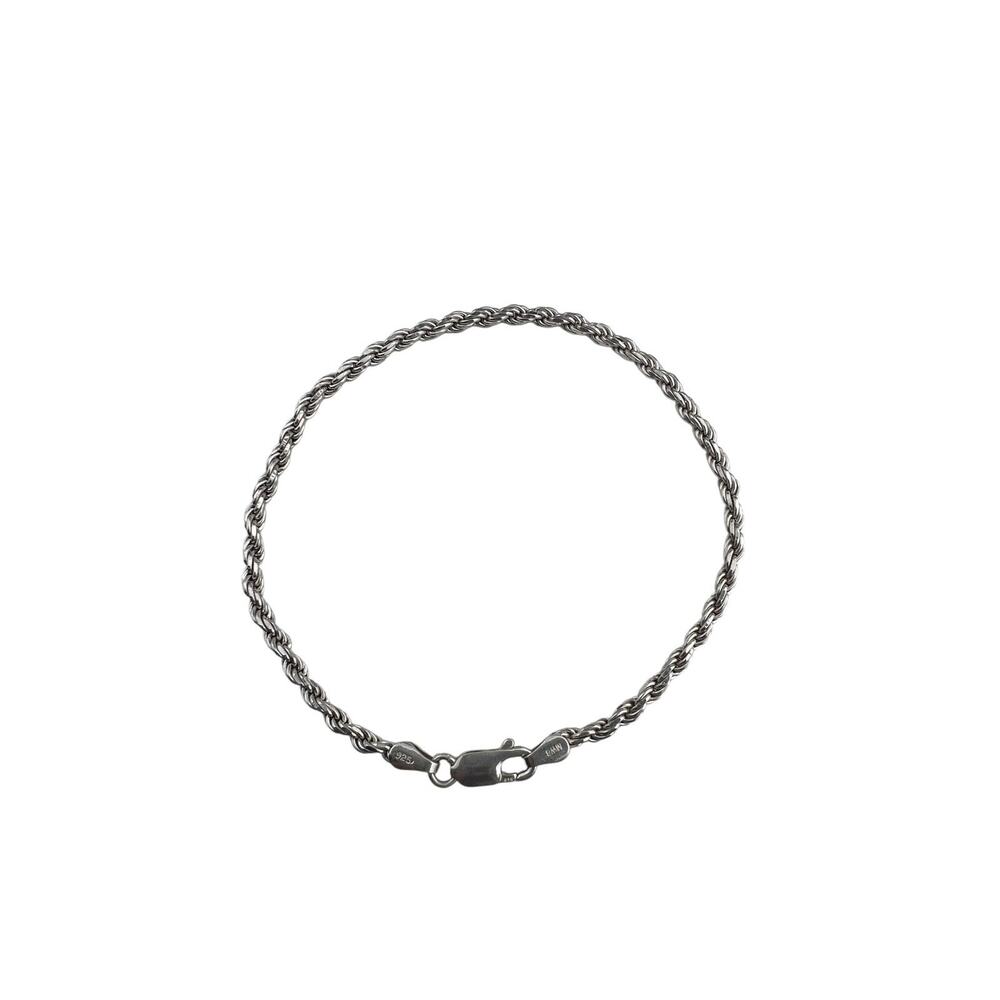 MWS Sterling Silver Twisted Rope Chain Bracelet Italy 8"